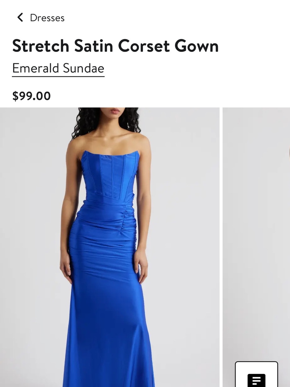 Emerald Sundae Strapless Corset Maxi Gown - Electric Blue